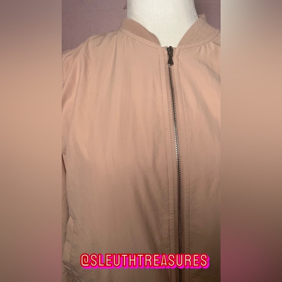 Zara Womens Light Solid Pink Long Sleeve Wind Breaker Jacket Size S Full Zip - Picture 2 of 8